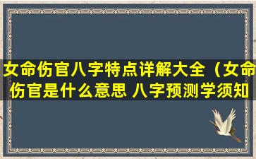 女命伤官八字特点详解大全（女命伤官是什么意思 八字预测学须知）